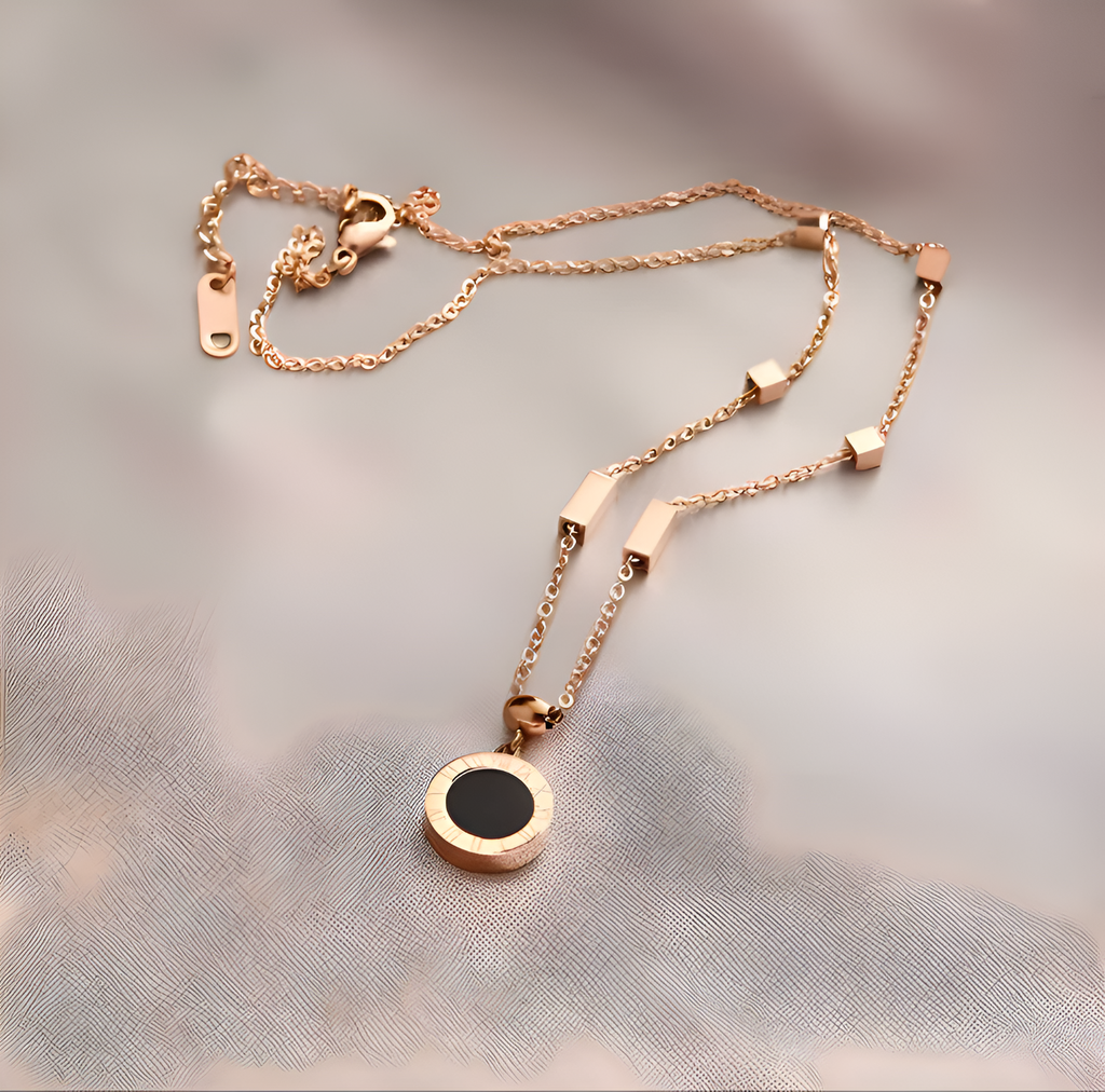 Rose Gold-Plated Stainless Steel Round Necklace