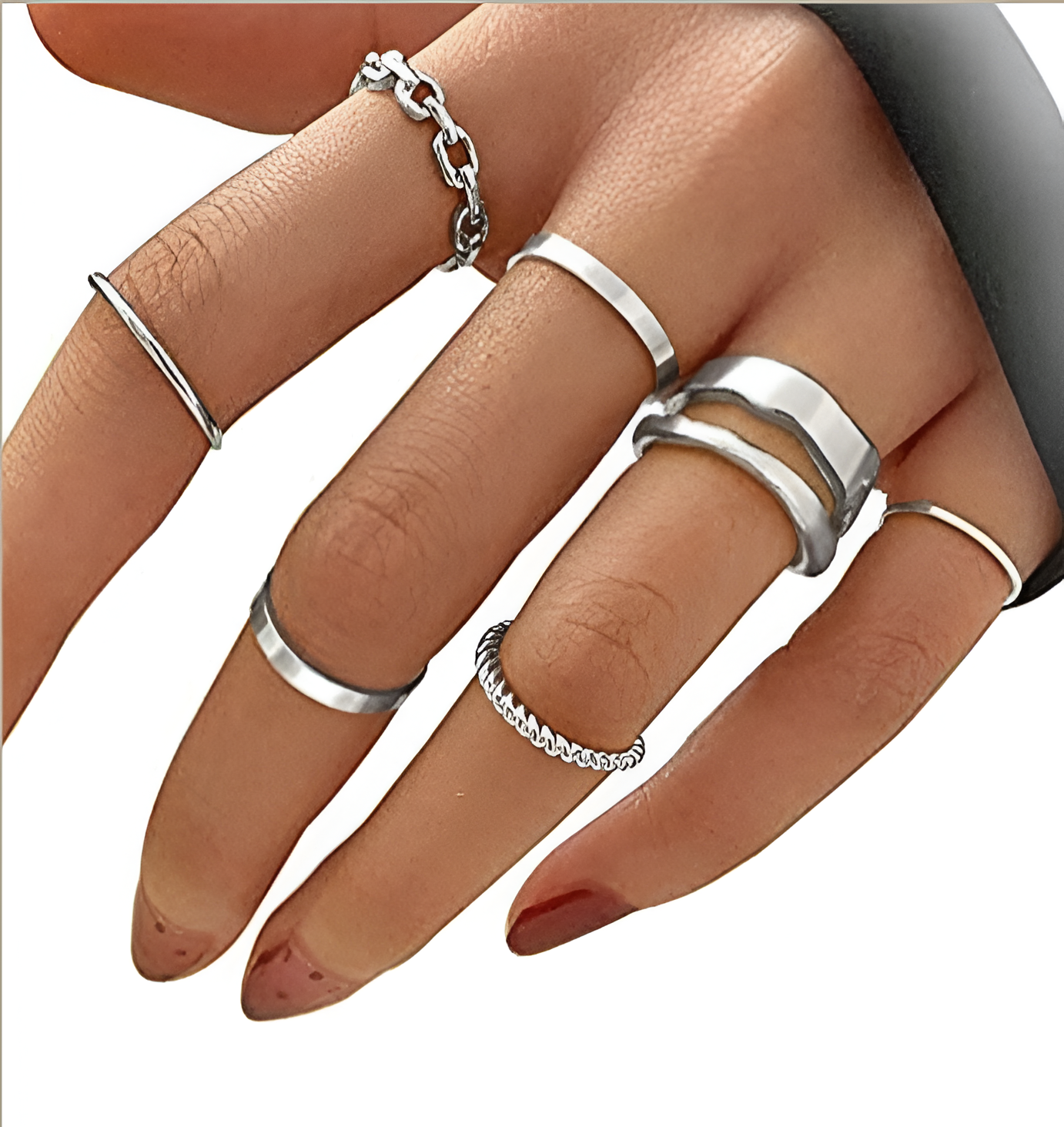 Silver Plated Ring Set (7 Pcs)
