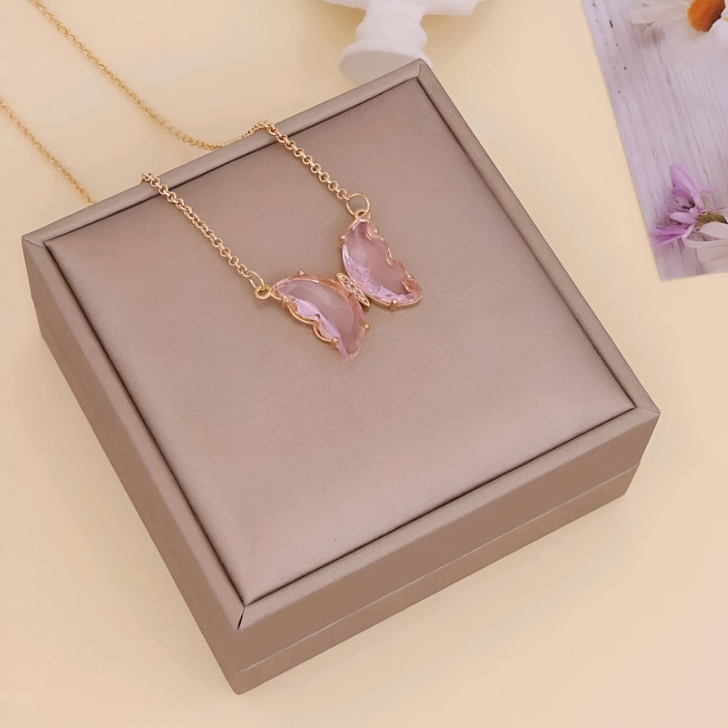 ELYS Pink Butterfly Necklace