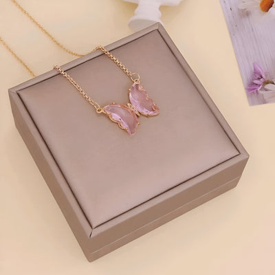 ELYS Pink Butterfly Necklace