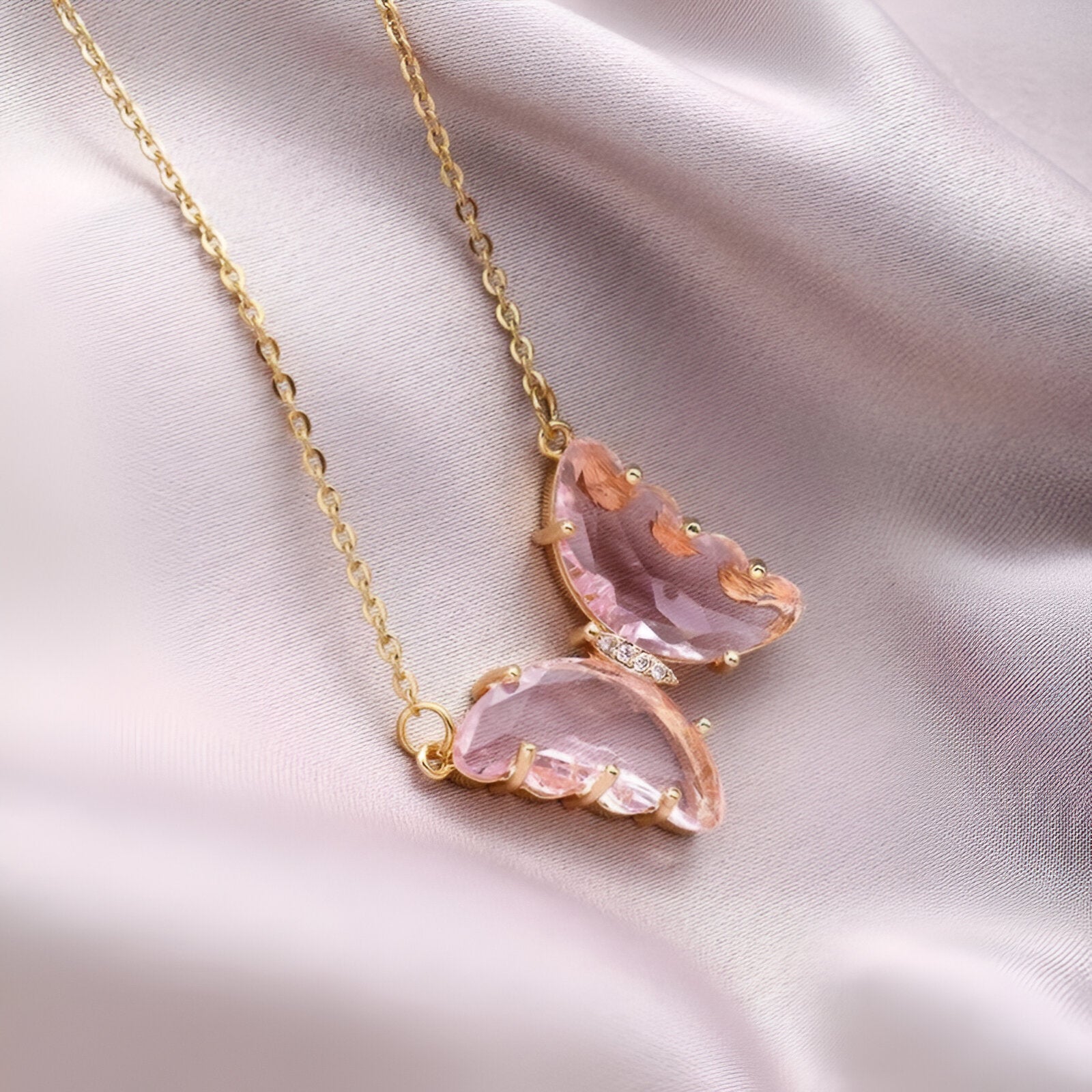 ELYS Pink Butterfly Necklace