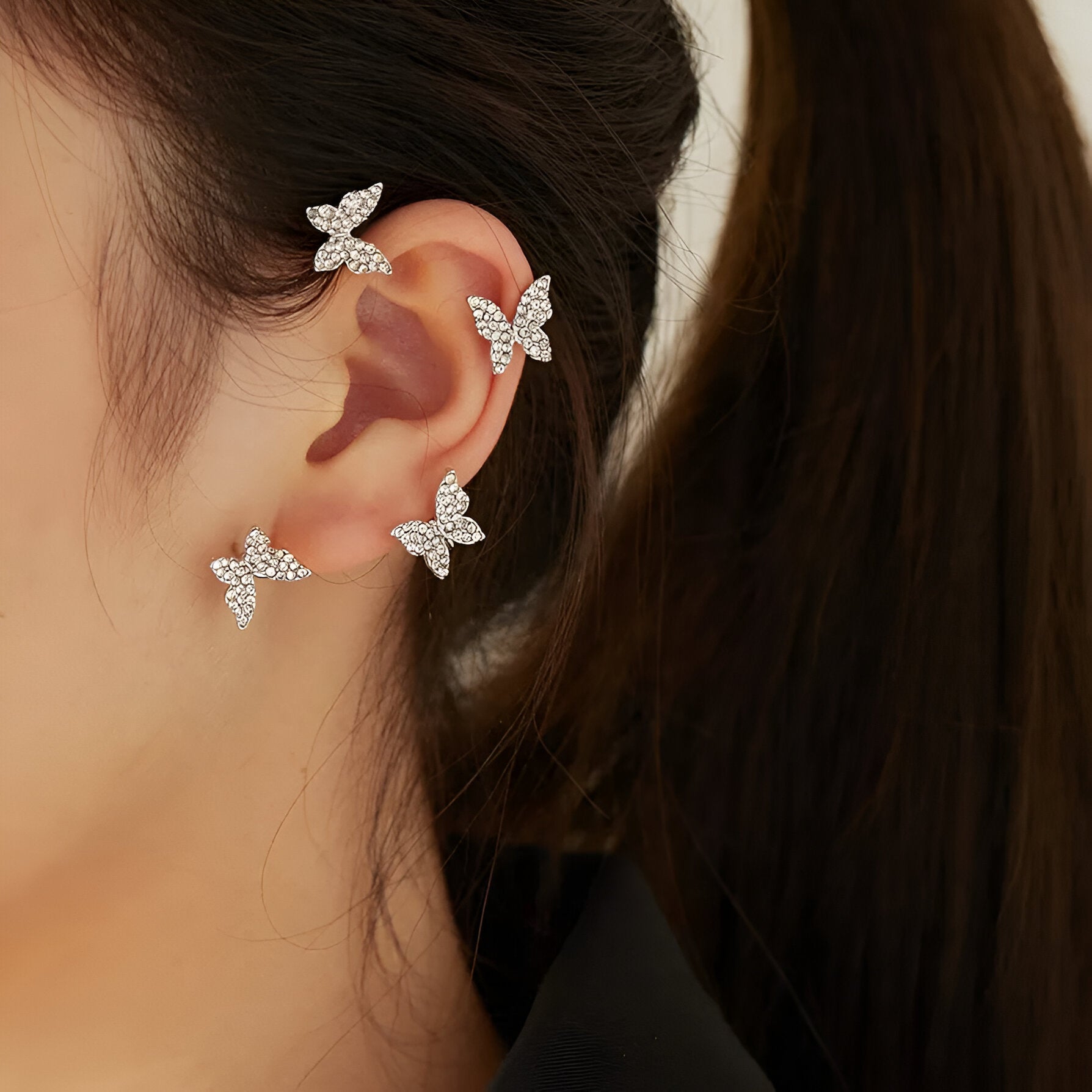 Butterfly Crawler Cuff Earrings