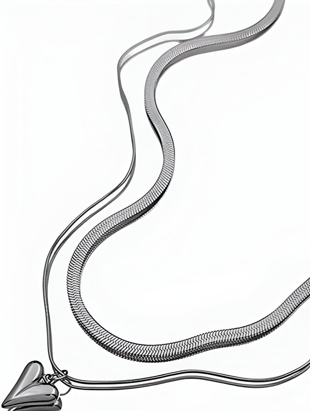 Double-Layered Heart Pendant Necklace