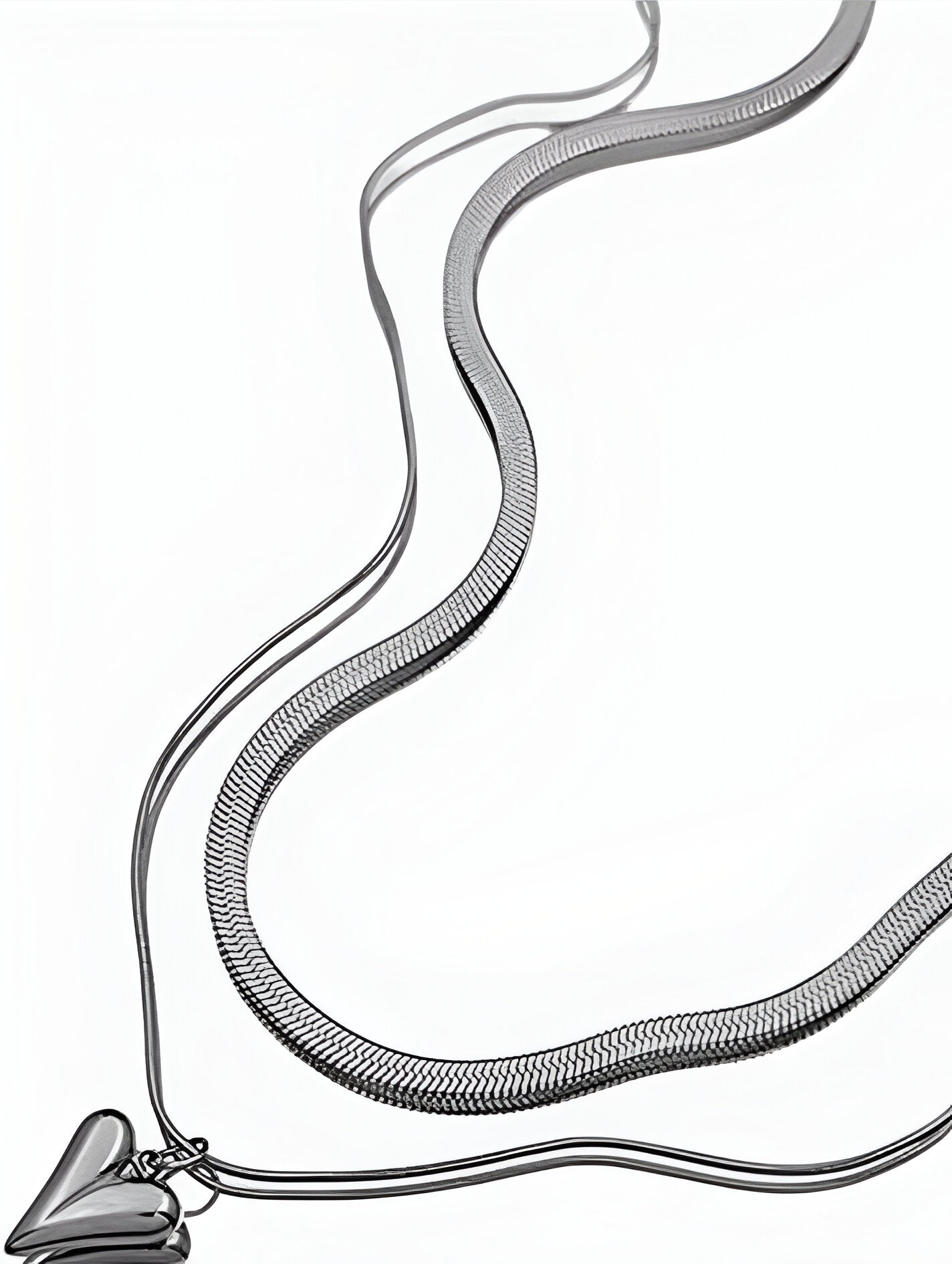 Double-Layered Heart Pendant Necklace