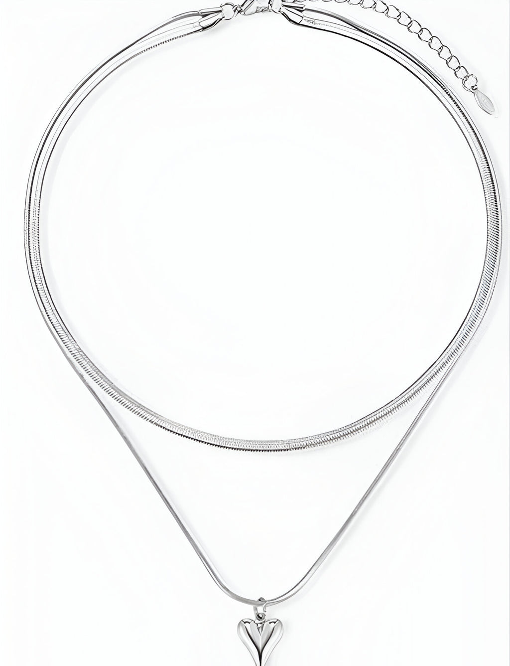 Double-Layered Heart Pendant Necklace
