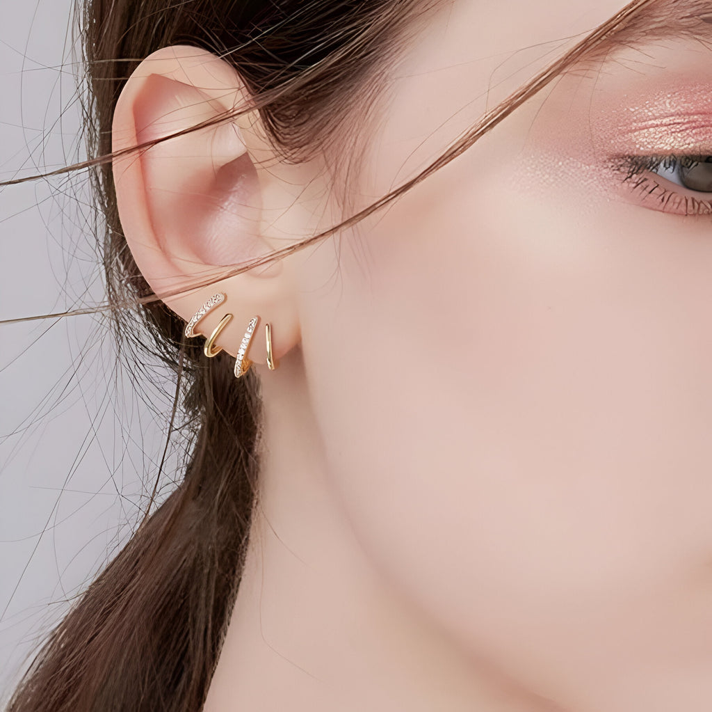 Auri  Gold Plated Four Prong Stud Earrings