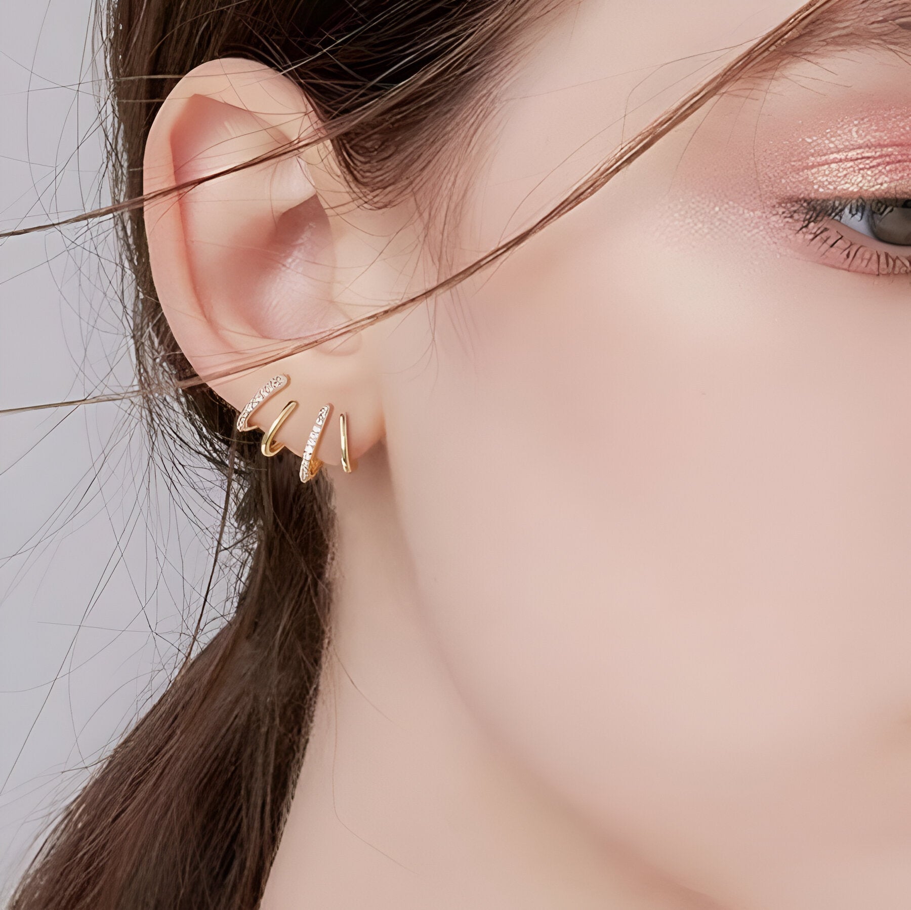 Auri  Gold Plated Four Prong Stud Earrings