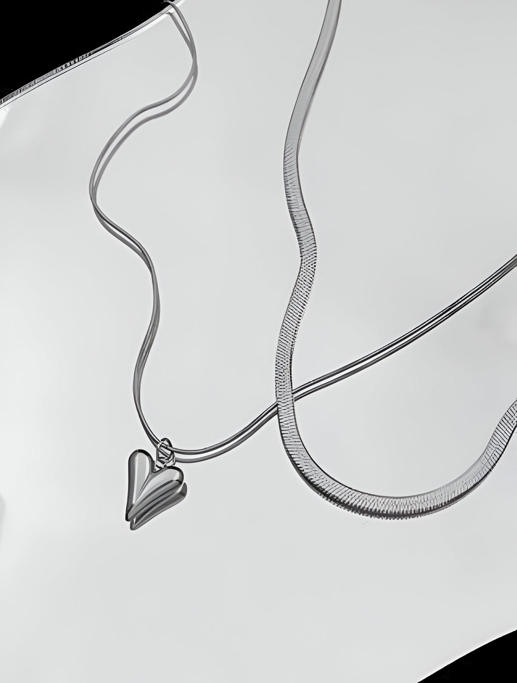 Double-Layered Heart Pendant Necklace