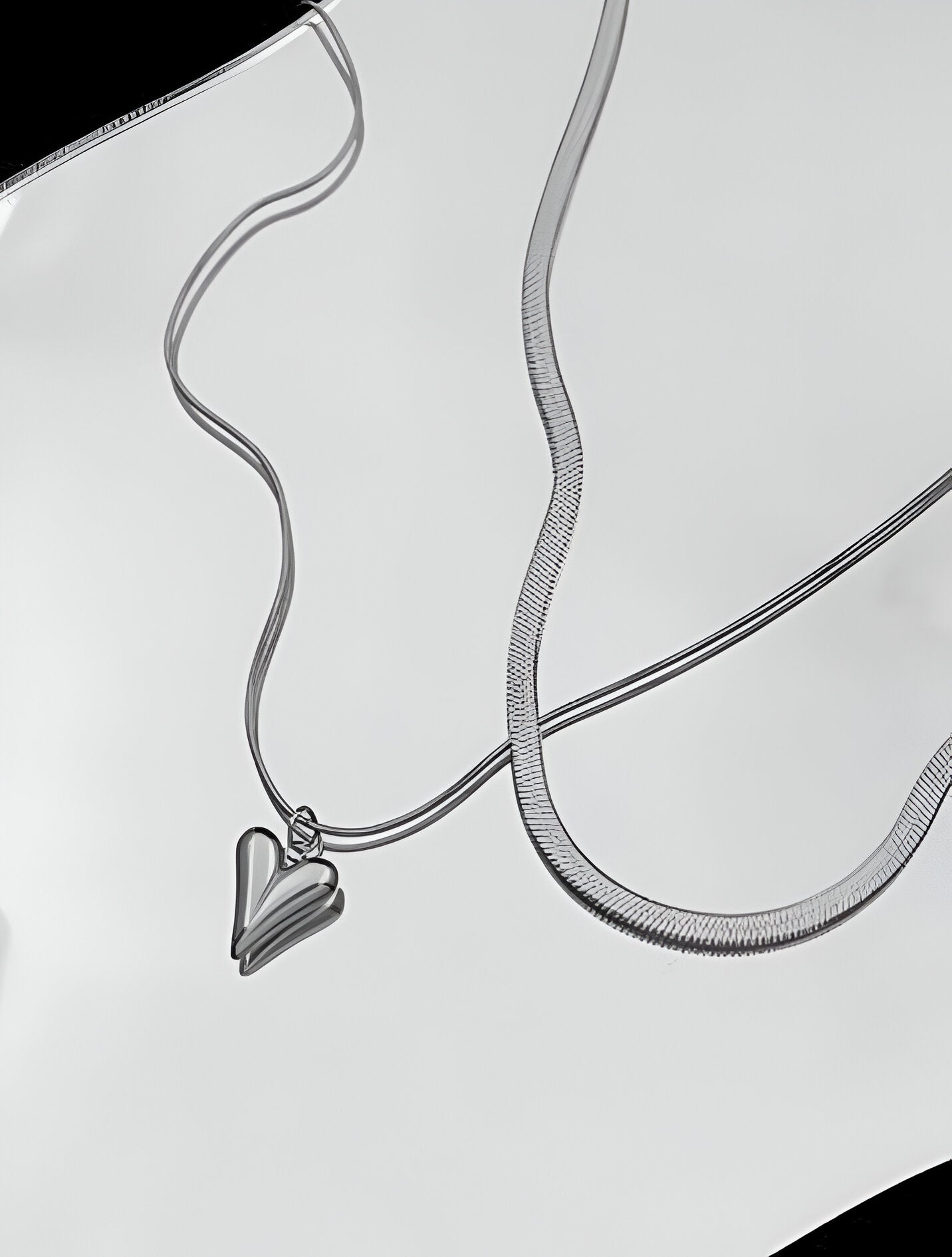 Double-Layered Heart Pendant Necklace