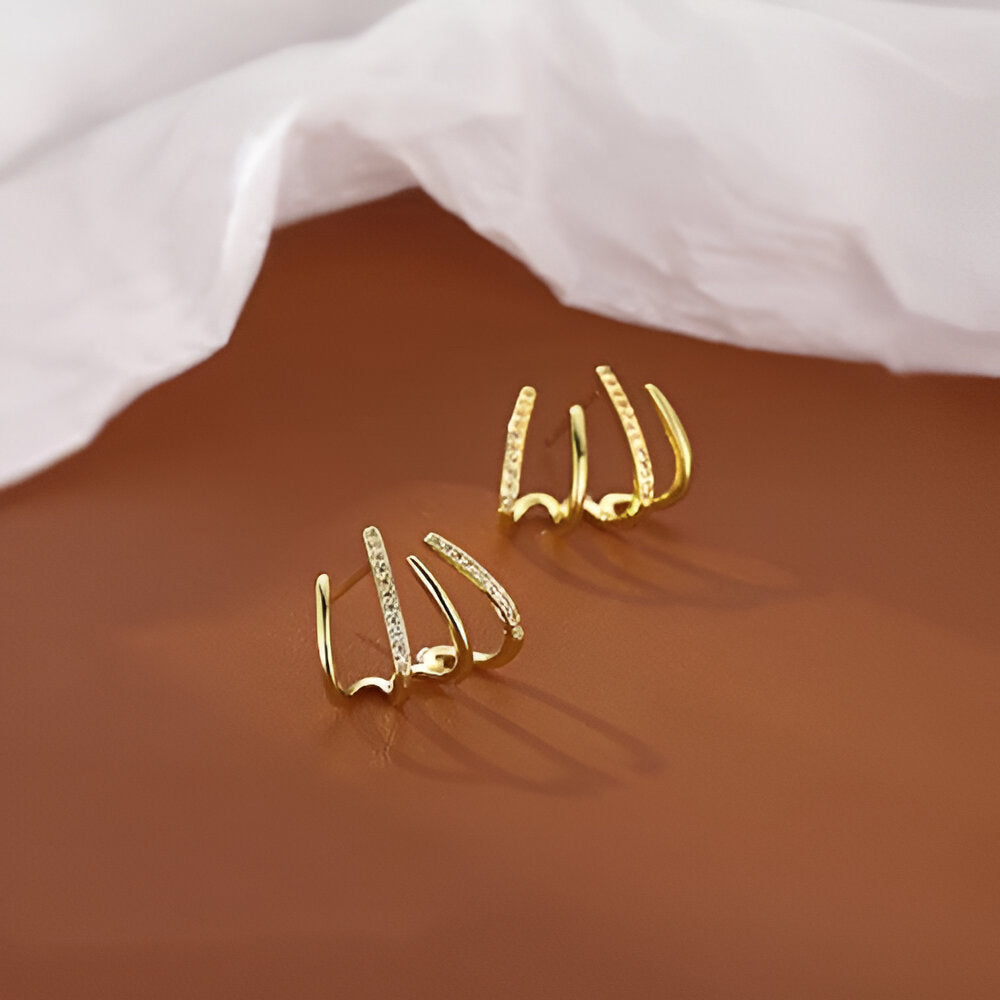 Auri  Gold Plated Four Prong Stud Earrings