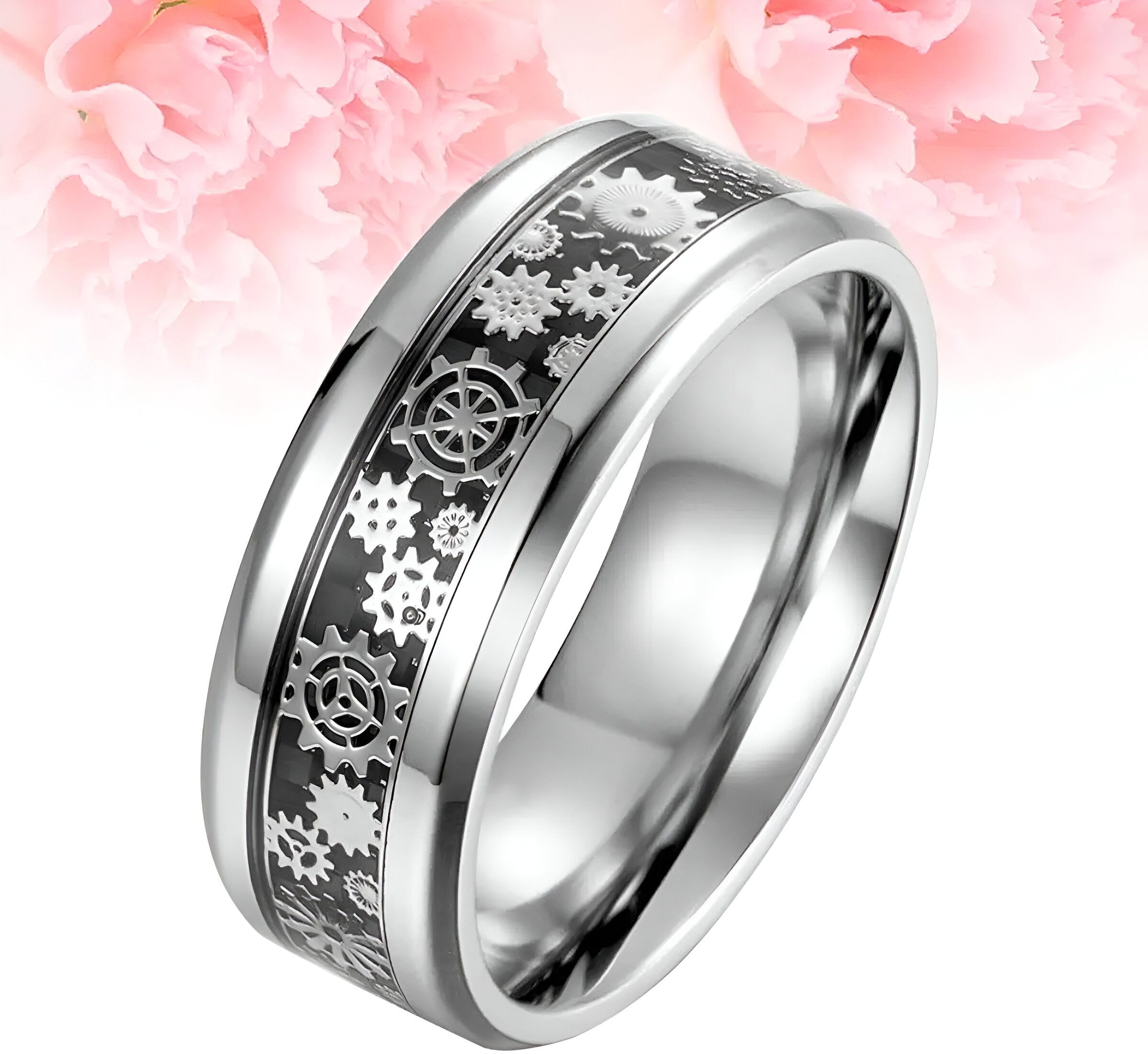 Luxurious Stainless Steel Mechanical Gear Ring