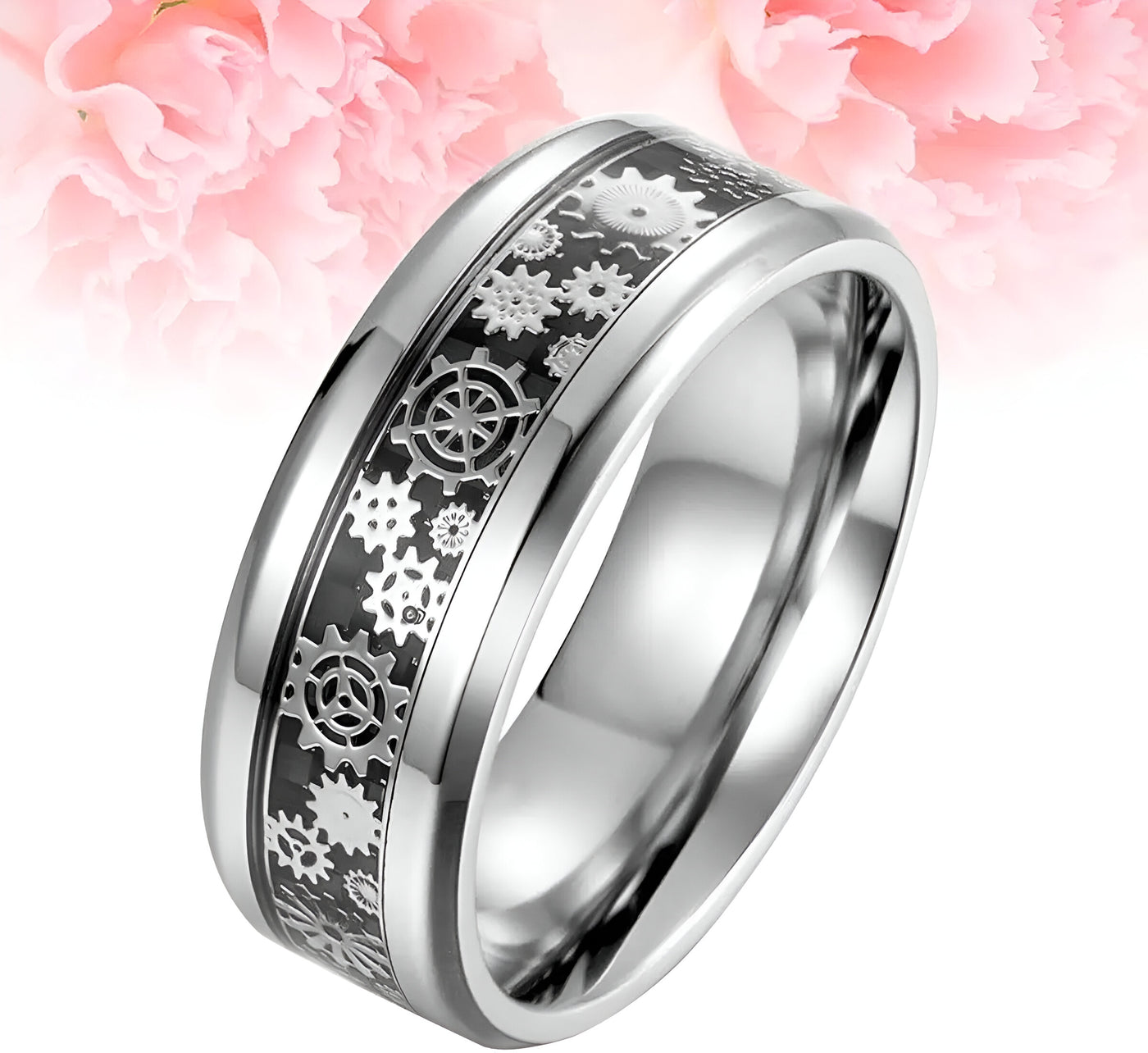 Luxurious Stainless Steel Mechanical Gear Ring