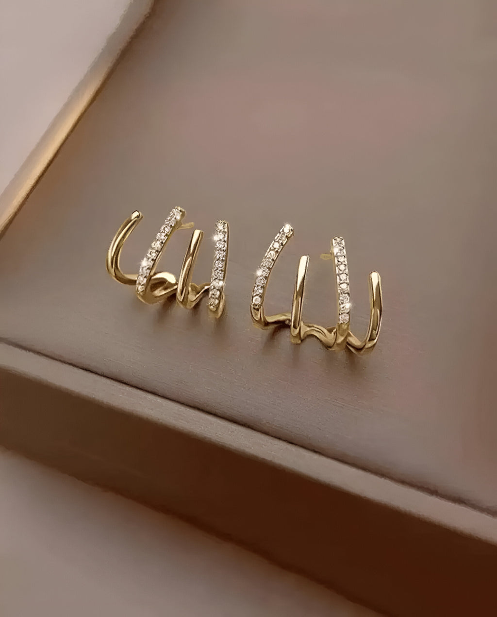 Auri  Gold Plated Four Prong Stud Earrings