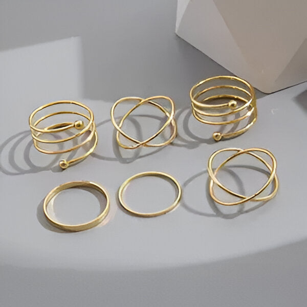Golden Knuckle Ring Set - Trendy Korean Style (6 Pcs)
