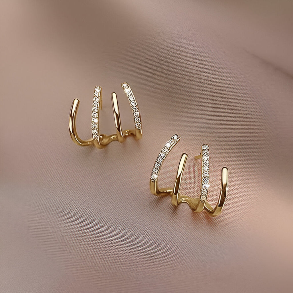 Auri  Gold Plated Four Prong Stud Earrings