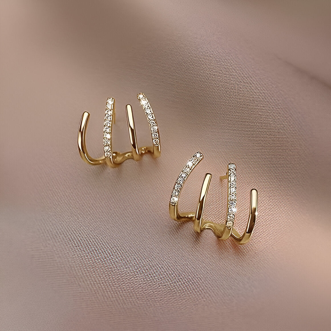 Auri  Gold Plated Four Prong Stud Earrings