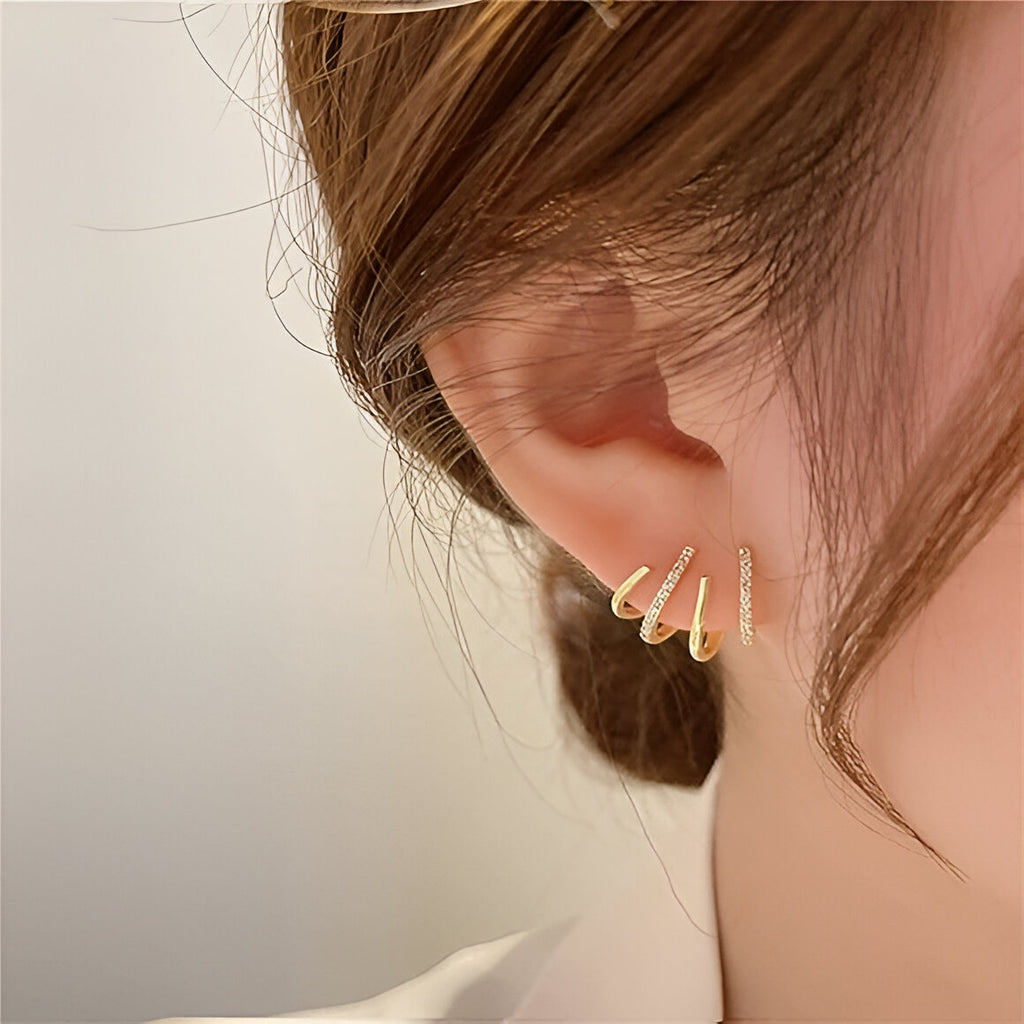 Auri  Gold Plated Four Prong Stud Earrings