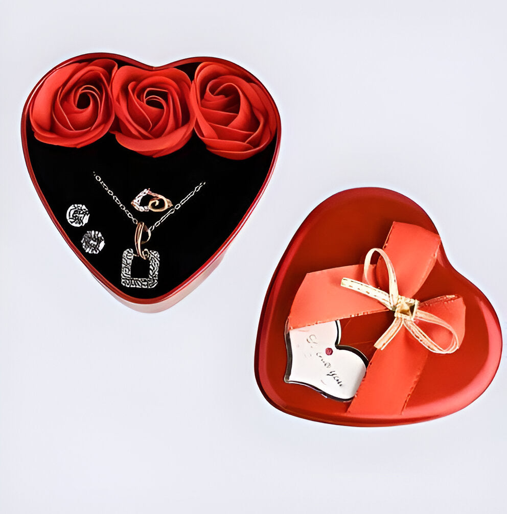 Floweraura Jewelry & Artificial Flower in Heart Red Box Gift