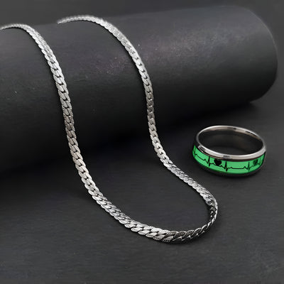 Alloy Silver Plated Chain With  Ring