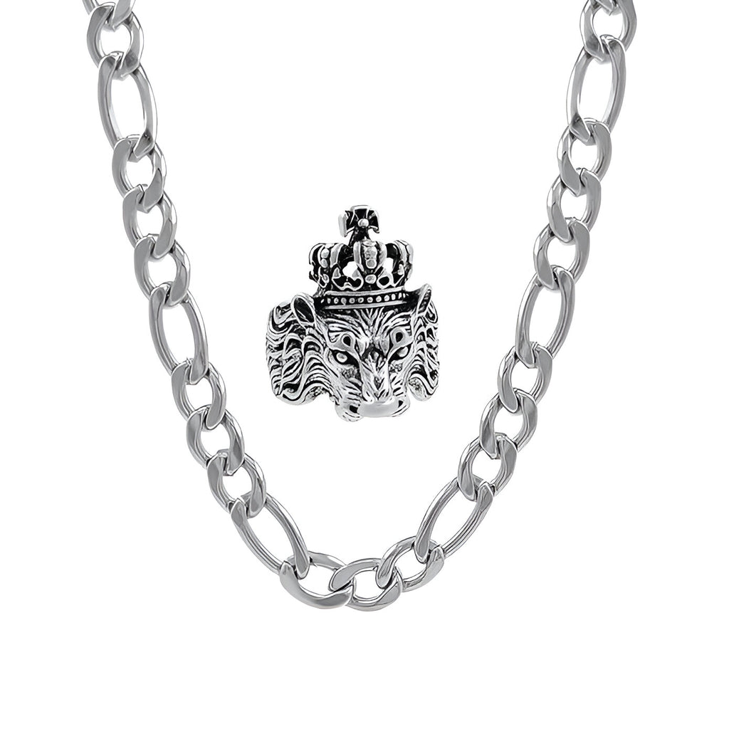 Rhodium Silver Plated Chain With Ring