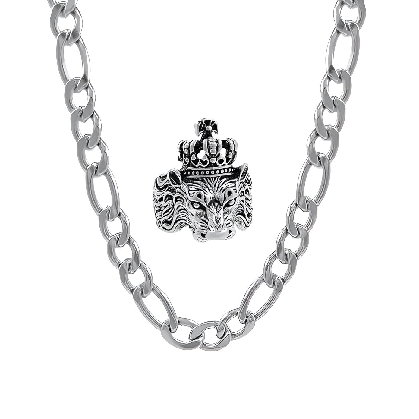 Rhodium Silver Plated Chain With Ring