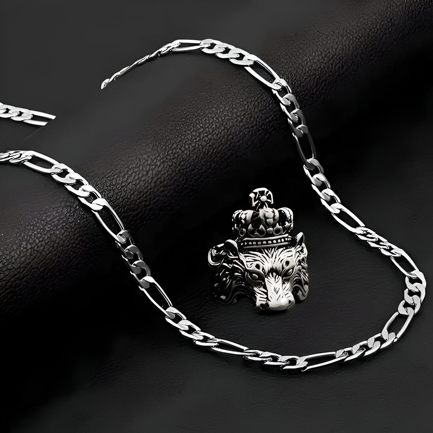 Rhodium Silver Plated Chain With Ring