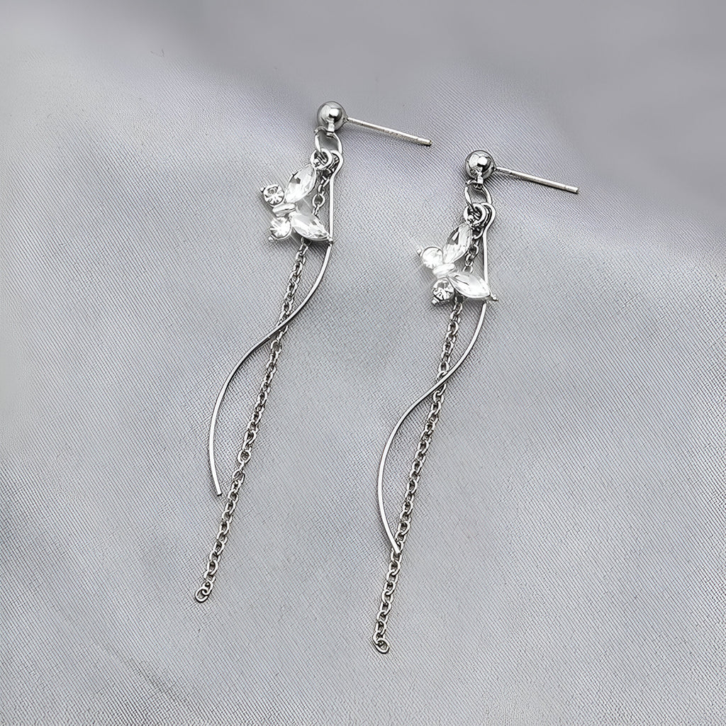 Elys Zircon Eye Tassel Earrings