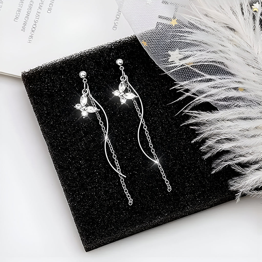 Elys Zircon Eye Tassel Earrings