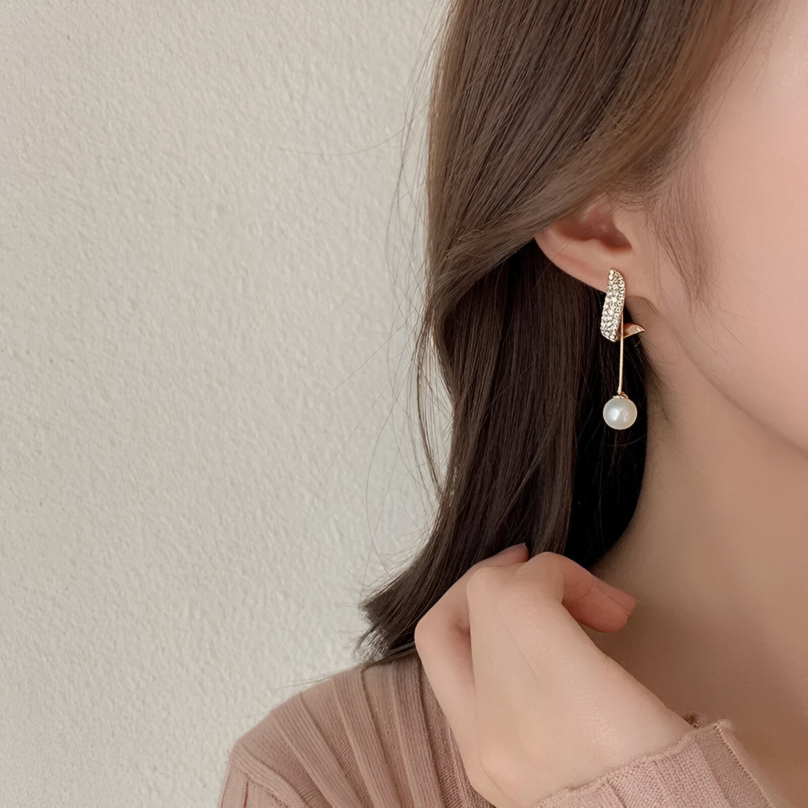 Pearl Wing Stud Earrings