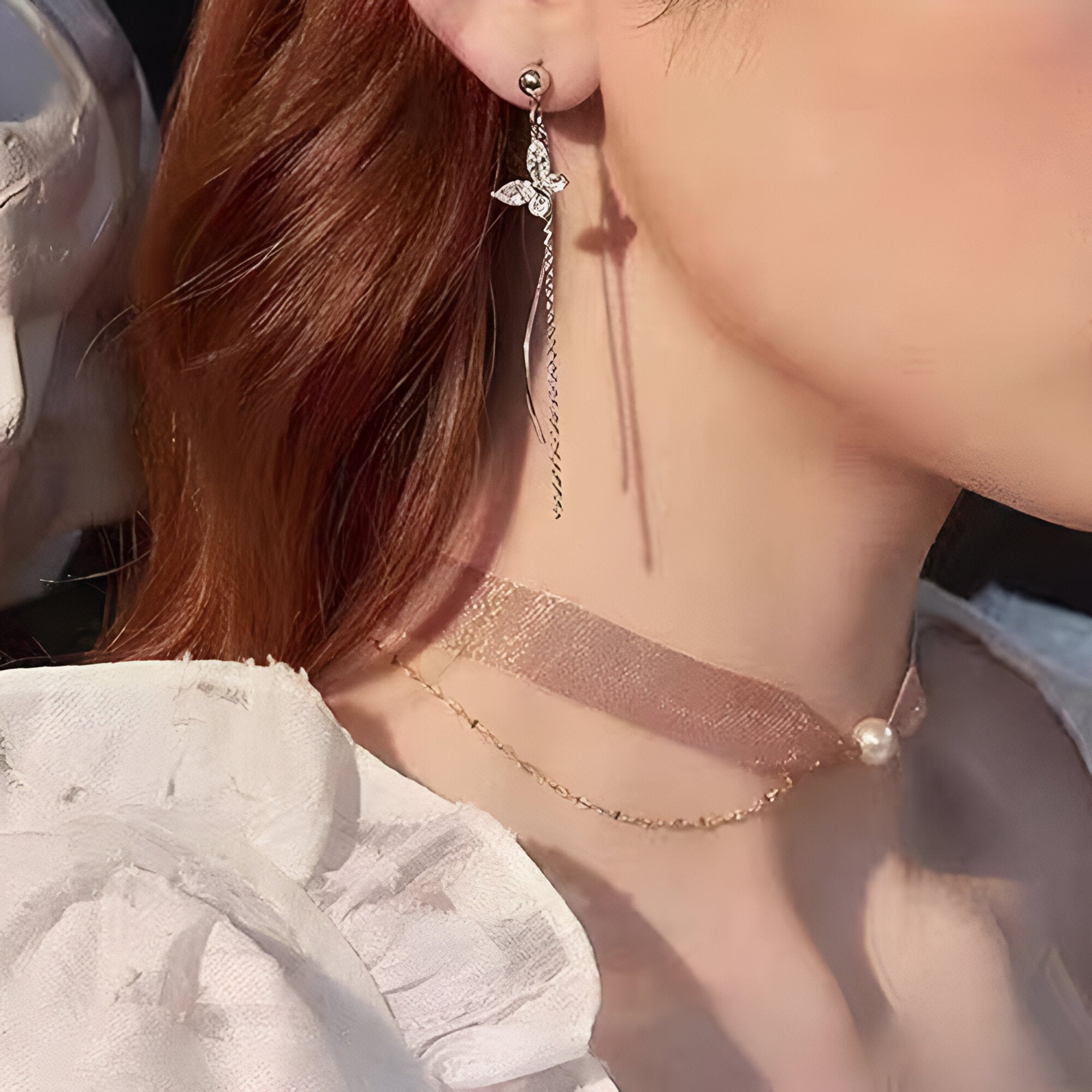 Elys Zircon Eye Tassel Earrings