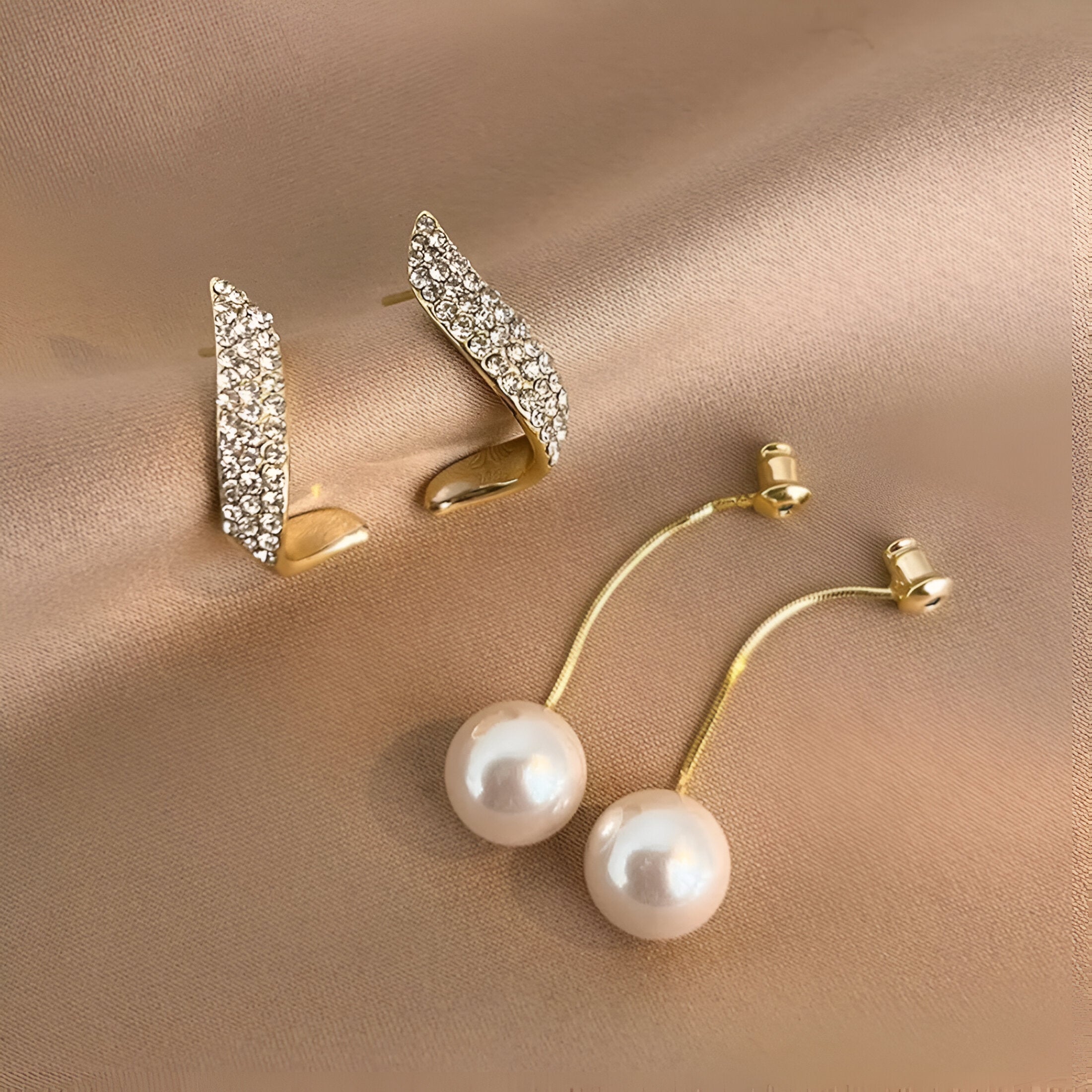 Pearl Wing Stud Earrings