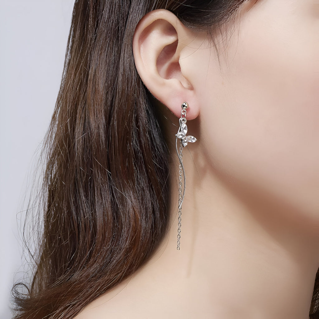 Elys Zircon Eye Tassel Earrings