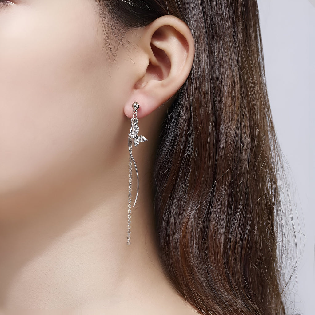 Elys Zircon Eye Tassel Earrings
