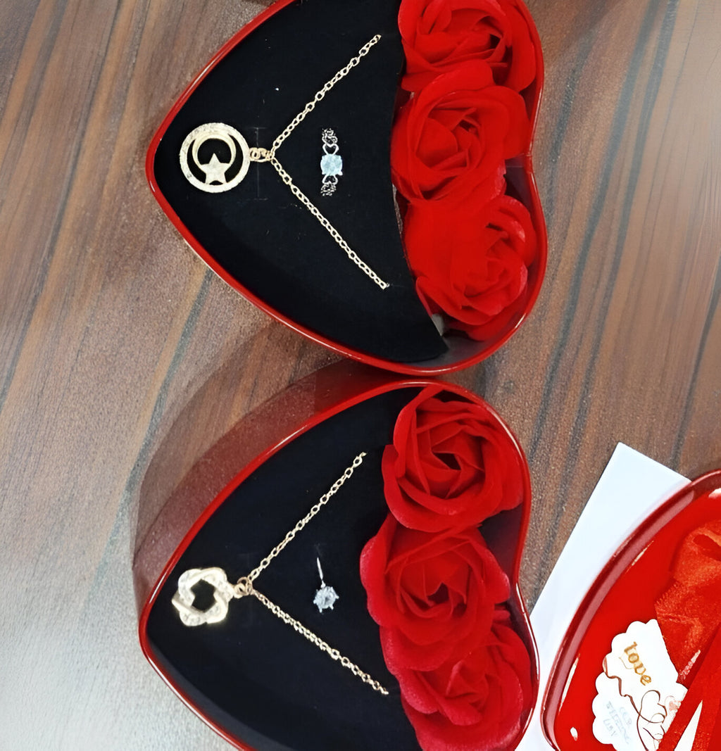 Floweraura Jewelry & Artificial Flower in Heart Red Box Gift