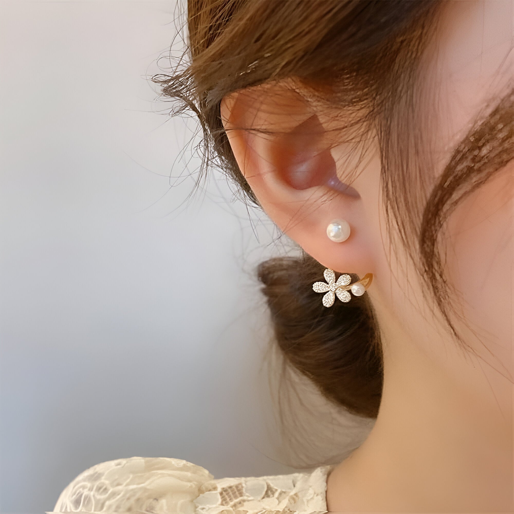 Auri Pearl flower Earrings Stud Earrings