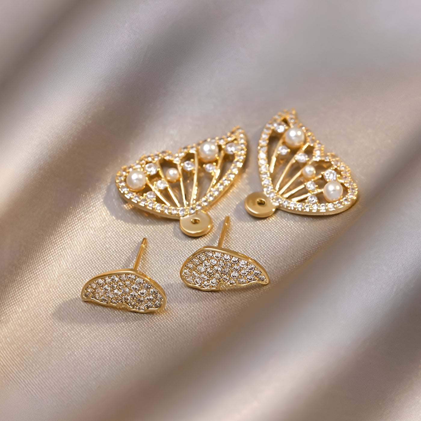 Elys Pearl Zirconia Stud Earrings