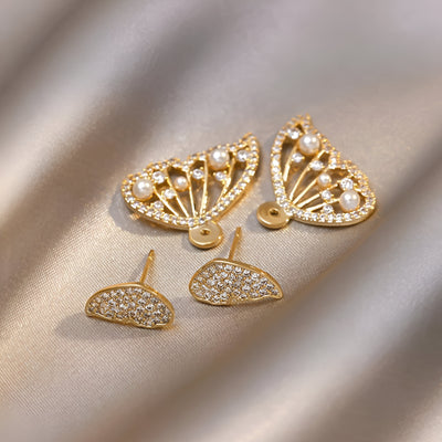 Elys Pearl Zirconia Stud Earrings
