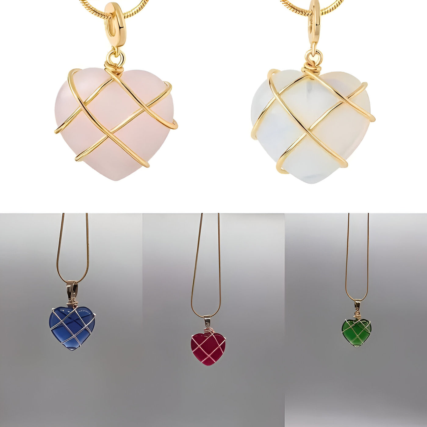 Lova Heart Crystal Stone Pendant Necklace