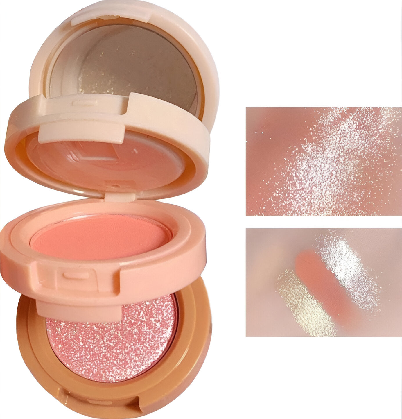 3-in-1 Blusher, Highlighter & Compact Palette - Travel Friendly