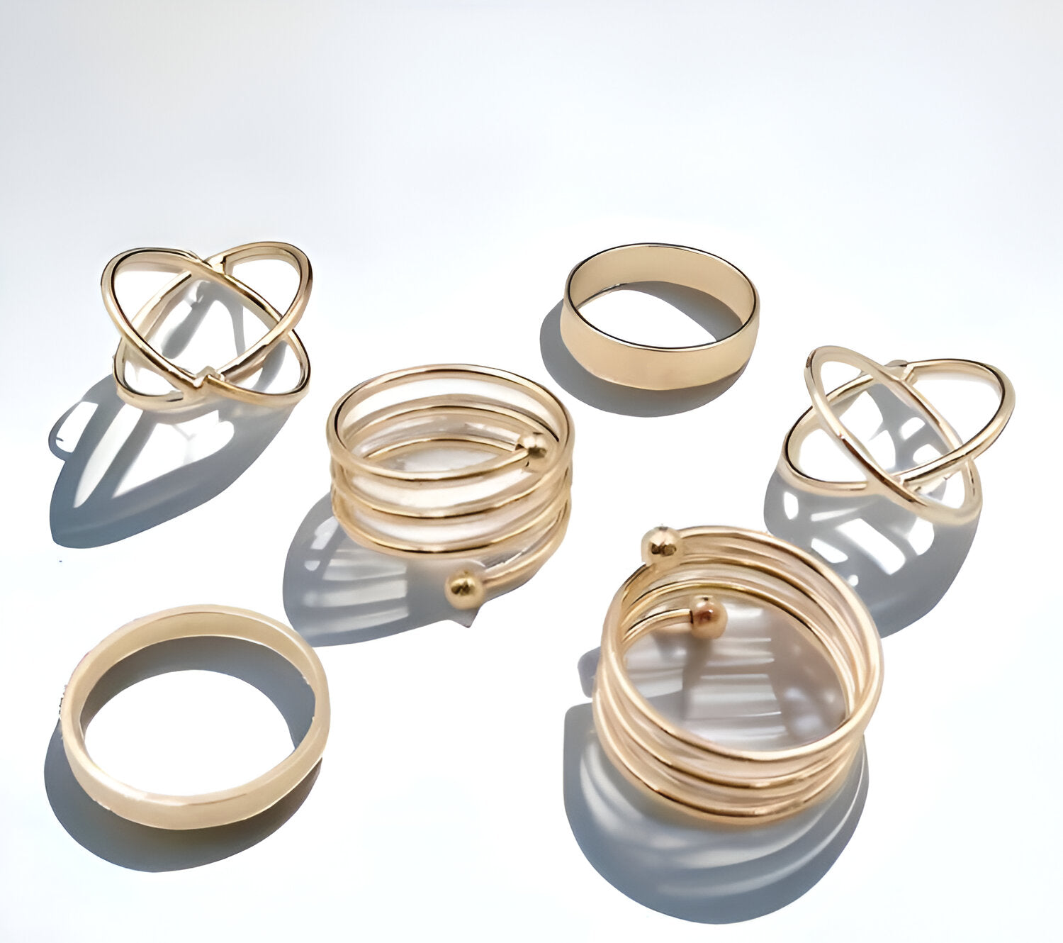 Golden Knuckle Ring Set - Trendy Korean Style (6 Pcs)