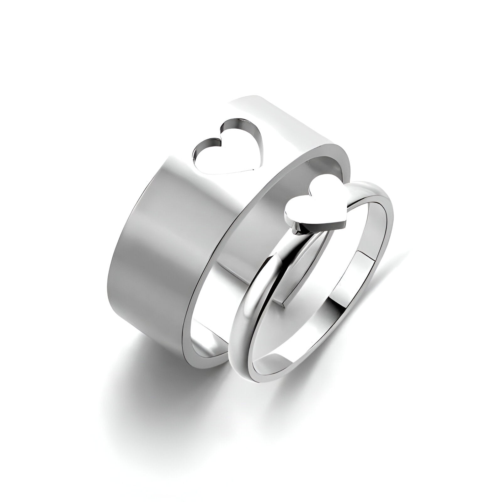 Heart Matching Silver Plated Couple Ring