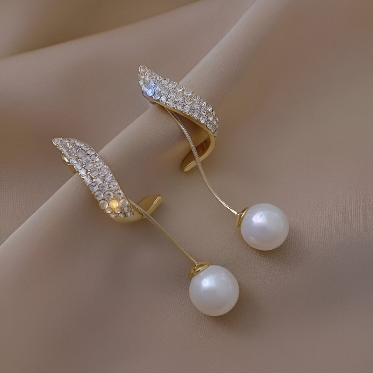 Pearl Wing Stud Earrings