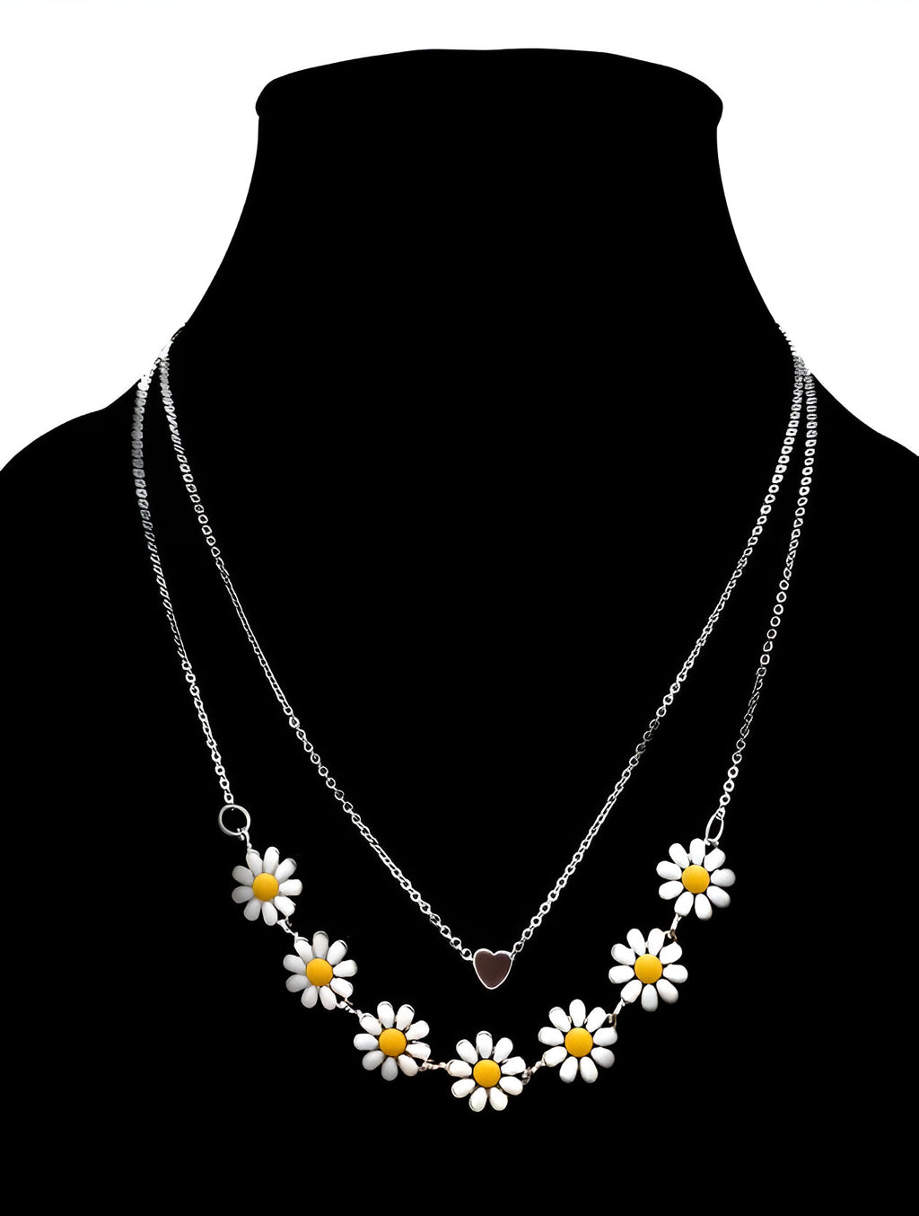 Lova Golden Daisy Heart Two-Layered Necklace