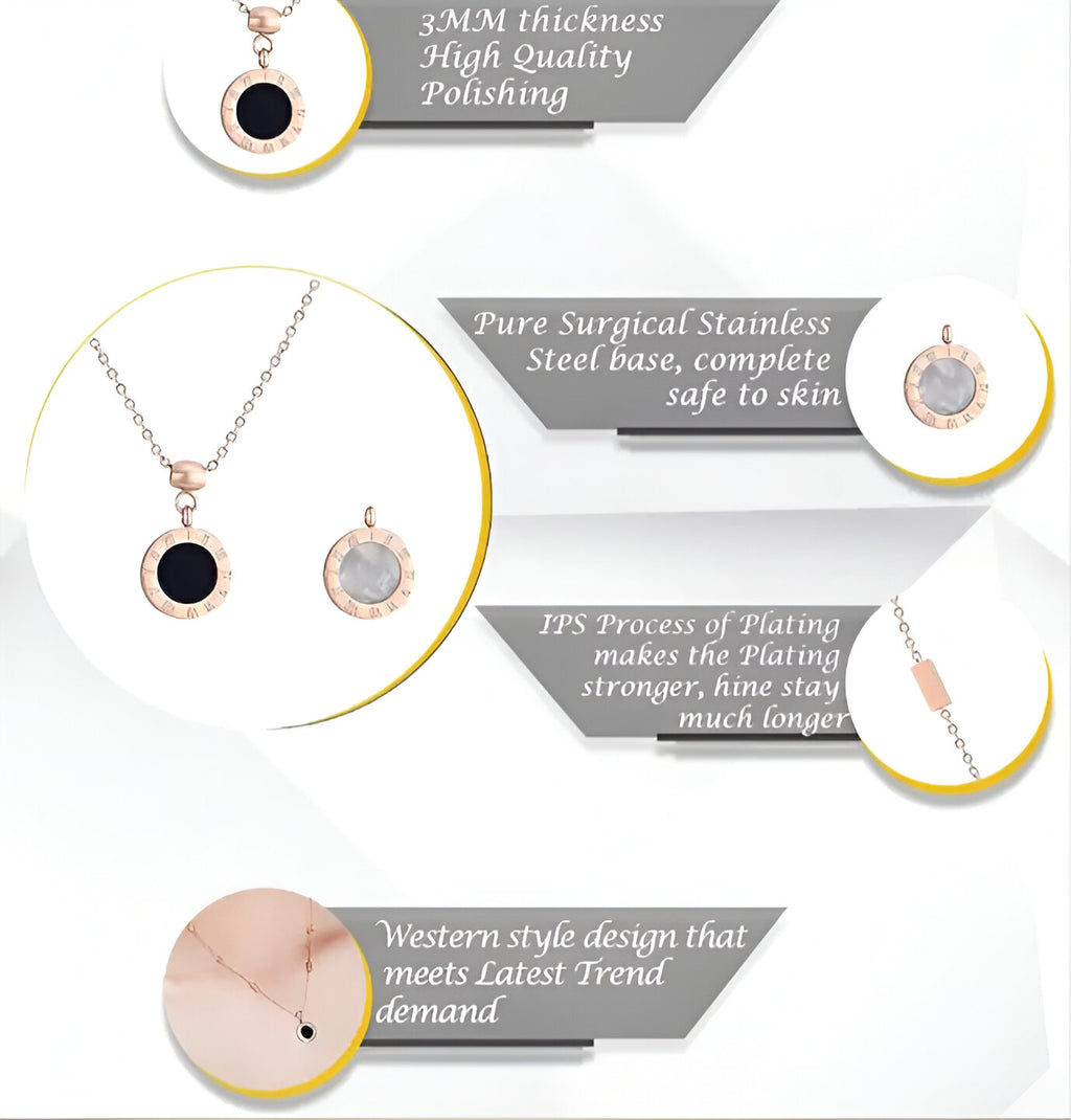 Rose Gold-Plated Stainless Steel Round Necklace