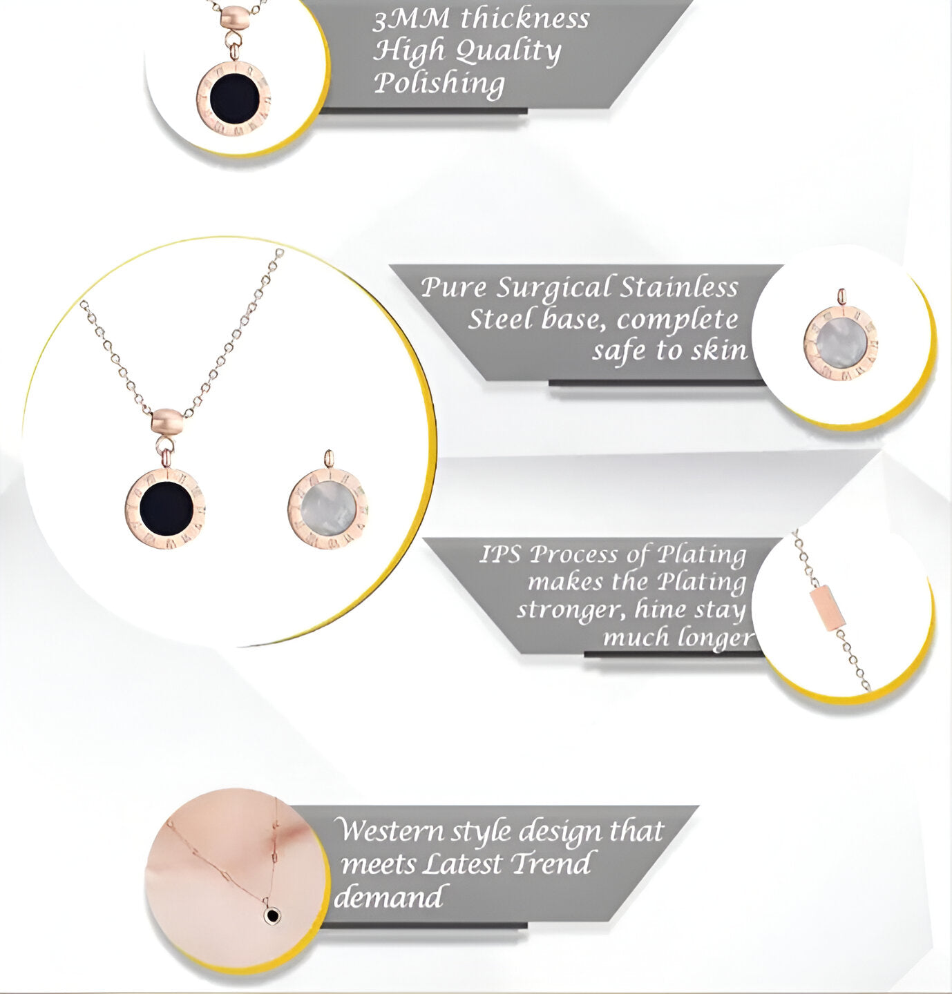 Rose Gold-Plated Stainless Steel Round Necklace