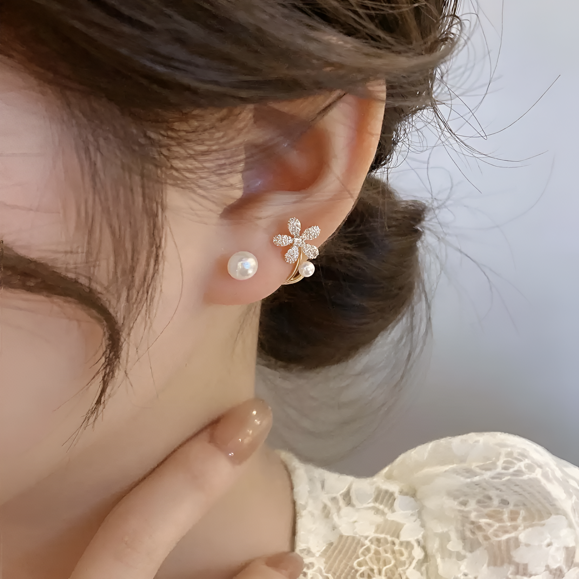 Auri Pearl flower Earrings Stud Earrings