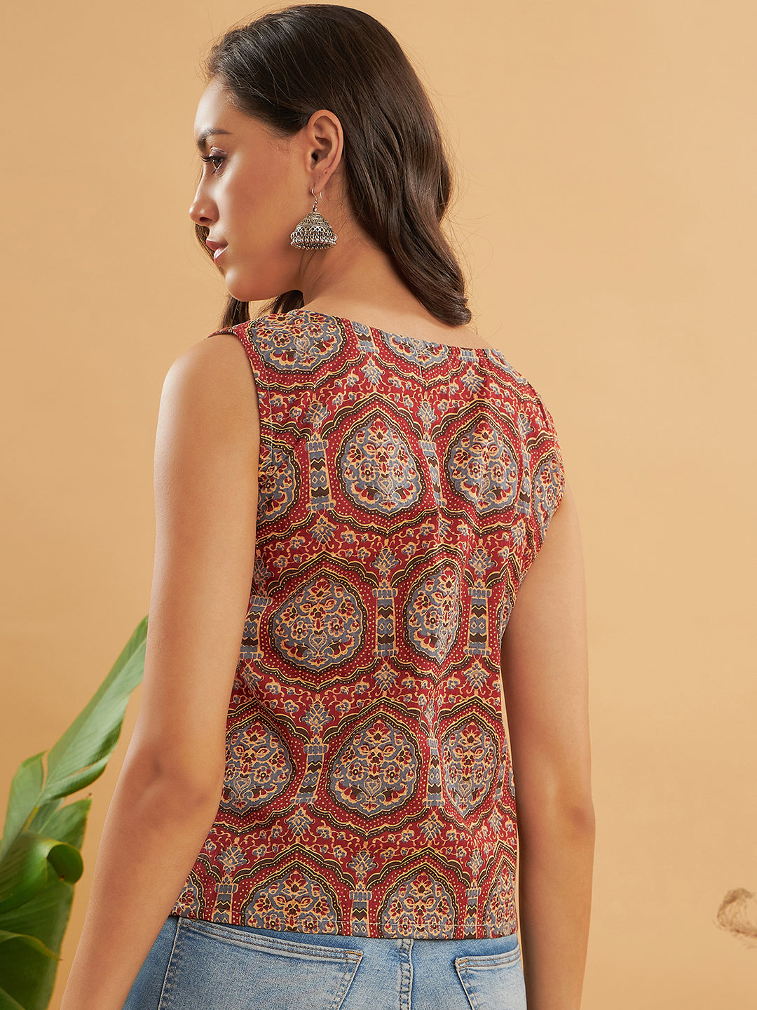GulAura Printed Regular Fit Top For Woman