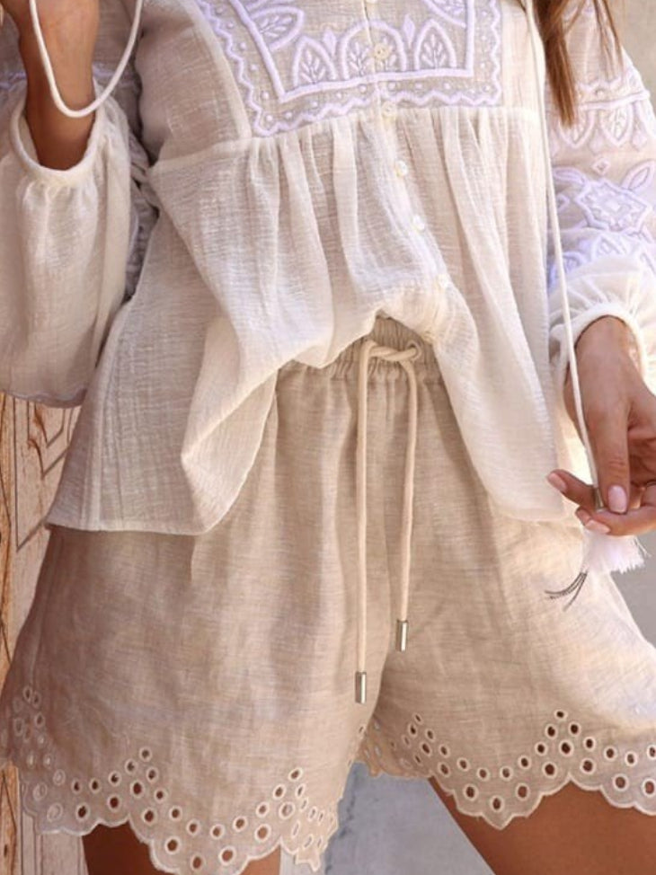 GulAura Embroidered Boho Cotton Co-Ord Set For Woman
