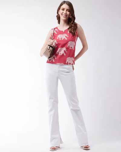 GulAura Cotton Jaipuri Print Regular Fit Top For Woman