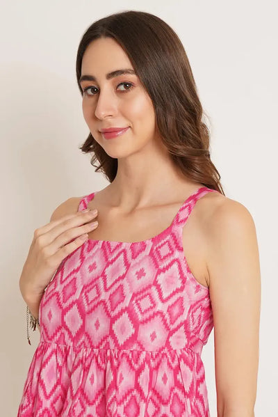 GulAura Cotton Printed Regular Fit Top Short Kurti For Woman